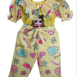 Elsa Baby printed dress girls smiley long pant