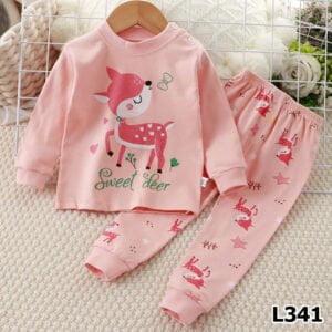 Baby Girl dress Sweet Deer Print Full sleeve long pant Linen