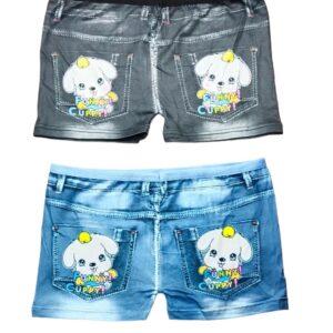 Girls Graphic denim style innerwear cartoon pattern (Lite Blue, Black)