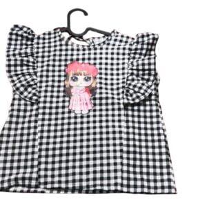 Elsa Baby printed dress girls Top & Skirt Black checked