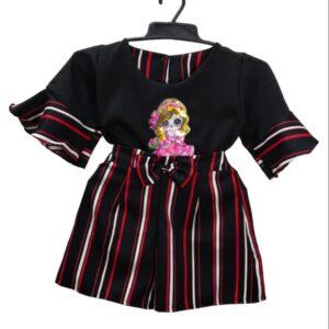 Elsa Baby printed dress girls Top & Skirt Black