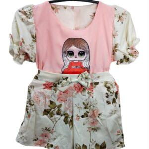 Elsa Baby printed dress girls Top & Skirt Linen