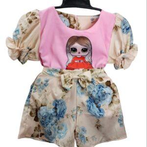 Elsa Baby printed dress girls Top & Skirt Pink