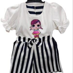 Elsa Baby printed dress girls Top & Skirt Stripped Blue