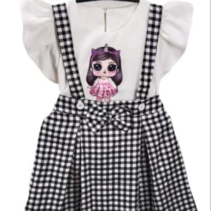 Elsa Baby printed dress girls Top & Skirt White & Black