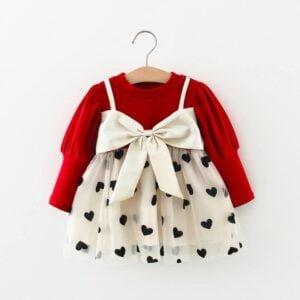 Baby Girl dress Frock type with Bow style Red