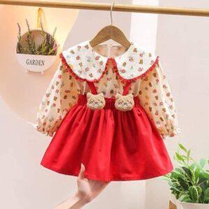 Girls Baby dress cute Princess Dress Birthday dress Top & skirt – Red