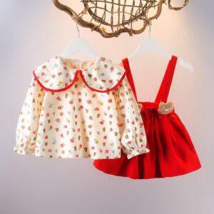 Girls Baby dress cute Princess Dress Birthday dress Top & skirt – Red