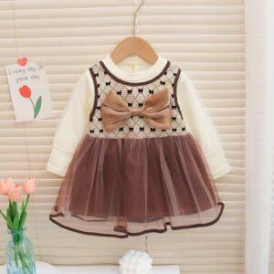 Girls Baby dress cute Princess Dress Birthday dress Netted brown