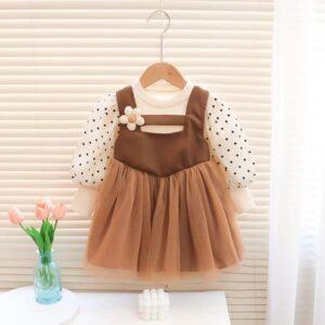 Girls Baby dress cute Princess Dress Birthday dress netted with leather