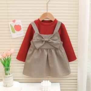 Girls Baby dress cute Princess Dress Birthday dress tops  & skirt brown