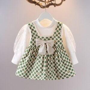 Girls Baby dress  cute Princess Dress Birthday dress dot – Green