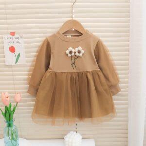 Girls Baby dress cute Princess Dress Birthday dress brown