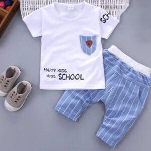 Baby boys dress summer cool half sleeve White & Blue Stripped pant