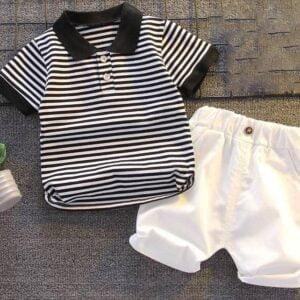 Baby boys dress summer cool half sleeve black & white stripped