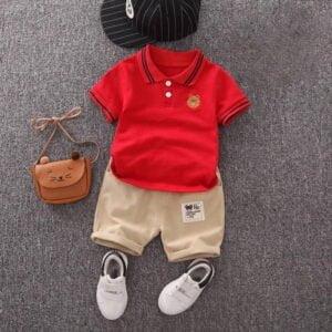 Baby boys dress summer cool half sleeve Red