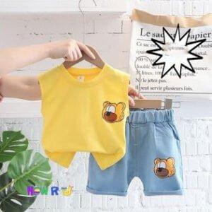 Baby boys dress summer cool sleeveless Yellow & blue