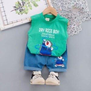 Baby boys dress summer cool sleeveless Green & blue