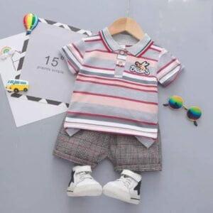 Baby boys dress summer cool half sleeve Grey with multicolor