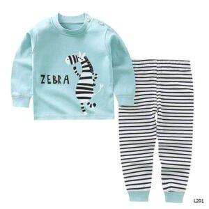 Baby boy dress Zebra Print Full sleeve long pant Lite Green