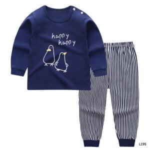 Baby boy dress Happy Happy Print Full sleeve long pant Blue