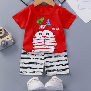 Baby boy dress Toy Print Half sleeve half pant Red