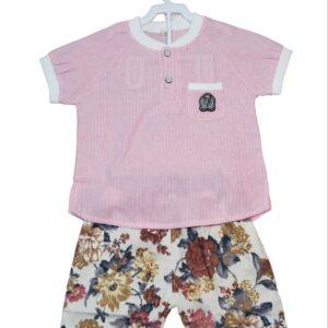 Boy set, two-piece set round collar shirt + pant