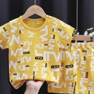 Boys Half sleeve Tees & short pants yellow