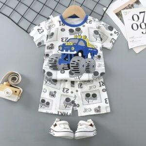 Boys Half sleeve Tees & short pants car print