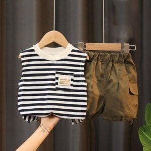 Baby boys dress summer cool sleevless Blue & white