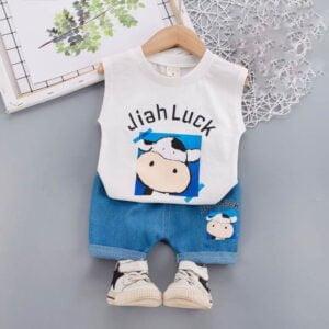 Baby boys dress summer cool sleeveless White & Blue