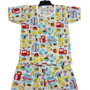 Cotton Baby Pajaras Short sleeve firefighter printed